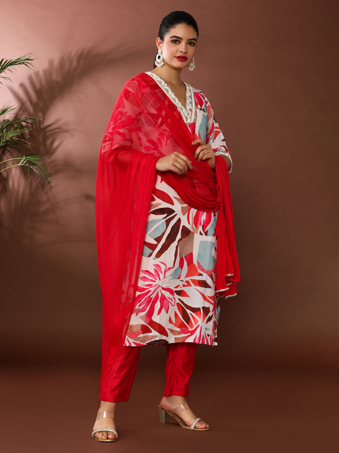 Floral Embroidered Kurta & Trousers Sets