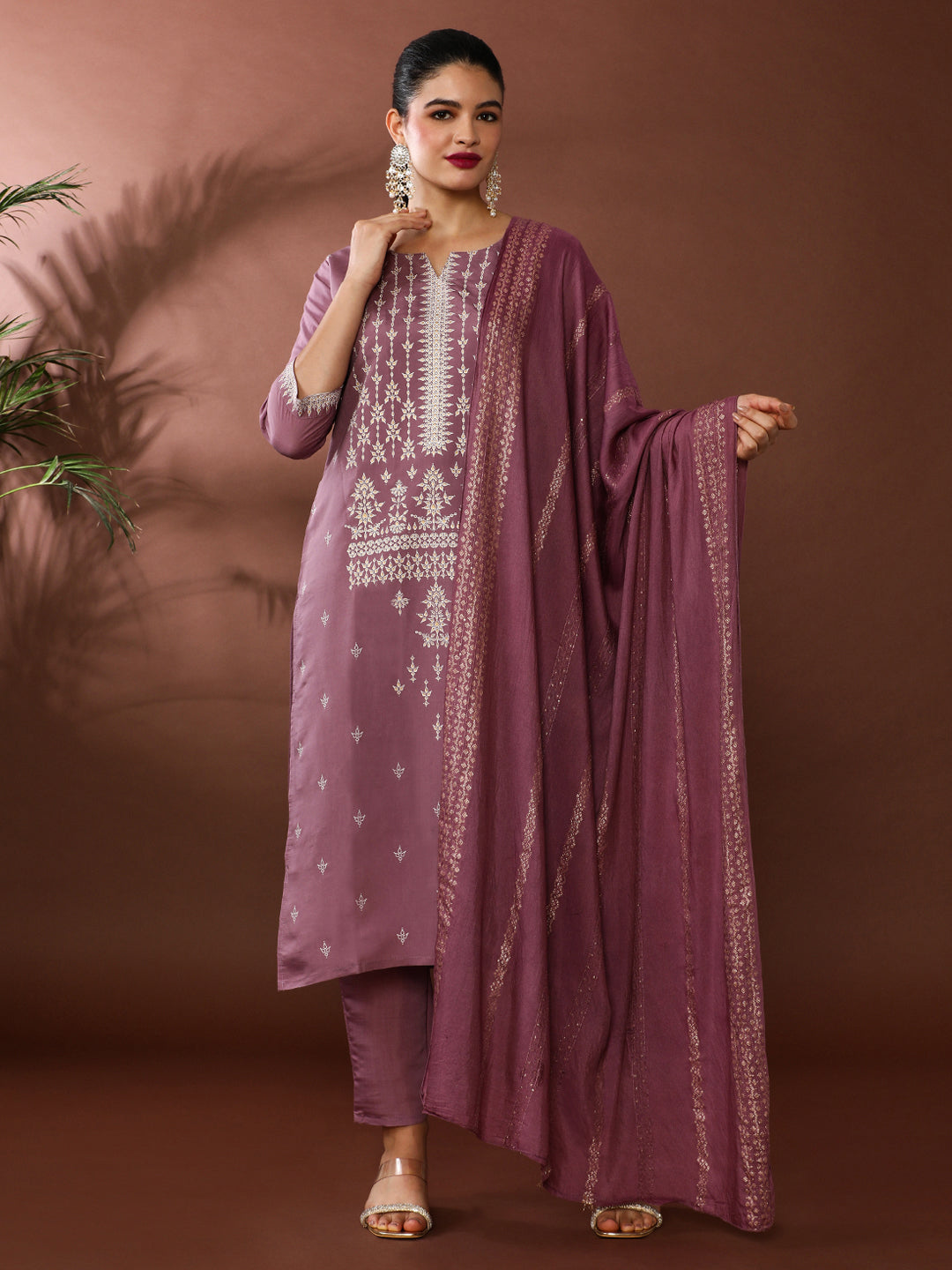 Floral Printed Chanderi Cotton Kurta & Trousers Sets