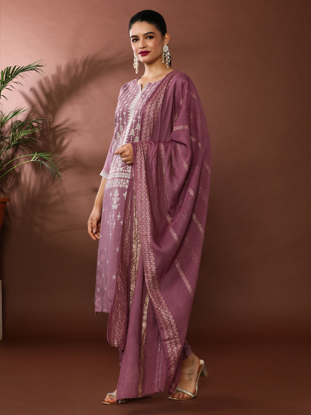 Floral Printed Chanderi Cotton Kurta & Trousers Sets