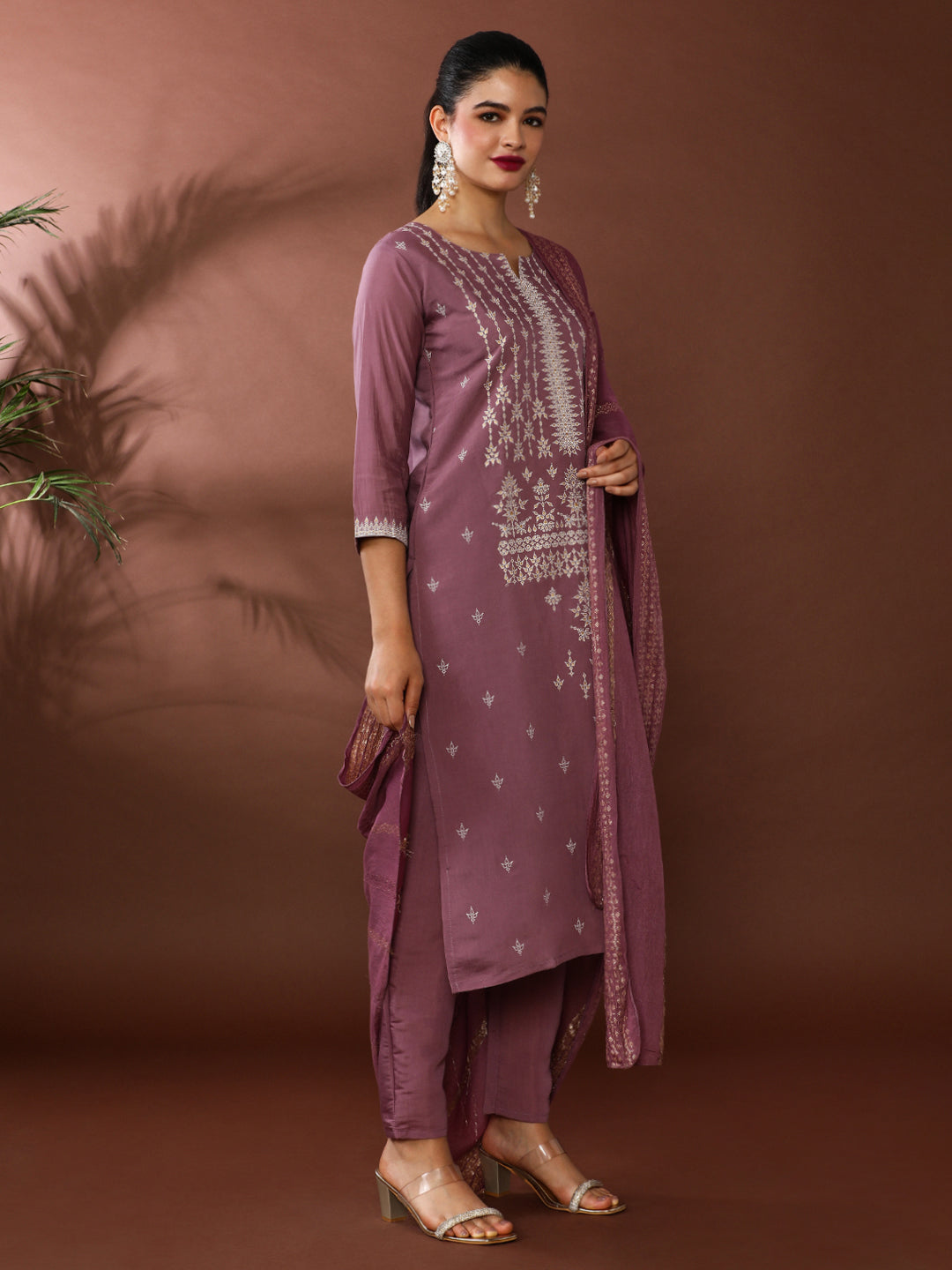 Floral Printed Chanderi Cotton Kurta & Trousers Sets