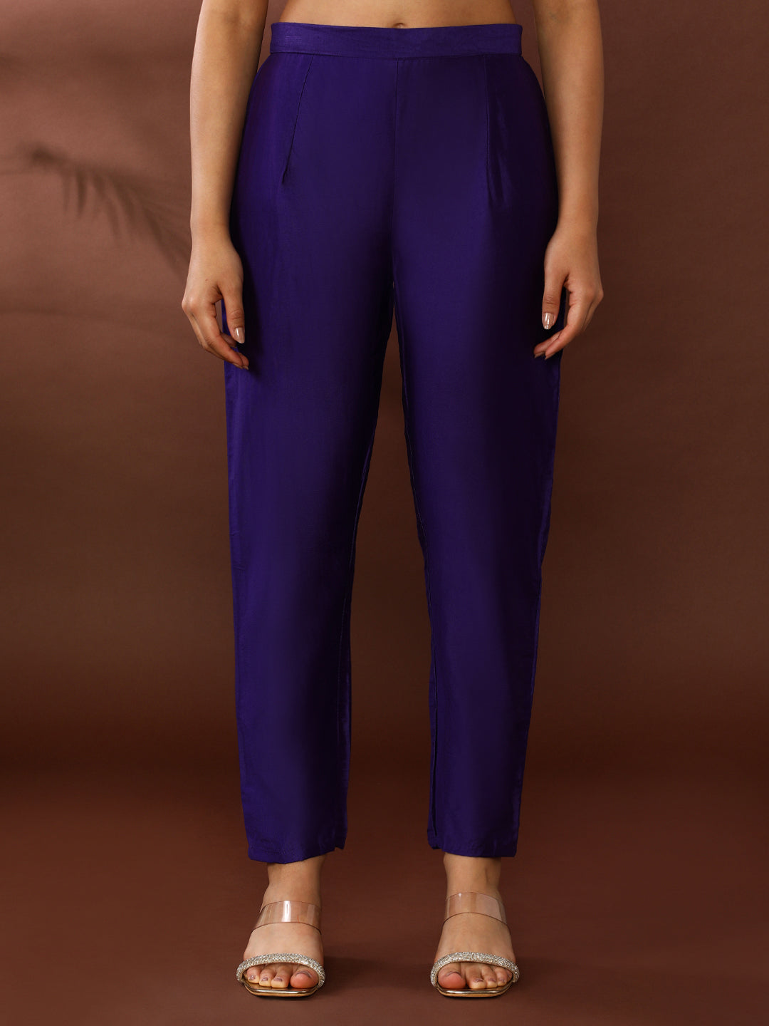 Bandhani Embroidered Poly Crepe Kurta & Trousers Sets