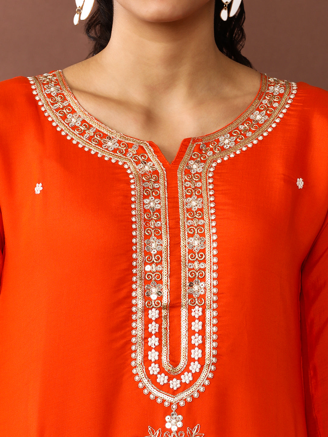 Floral Embroidered Chanderi Cotton Kurta & Trousers Sets