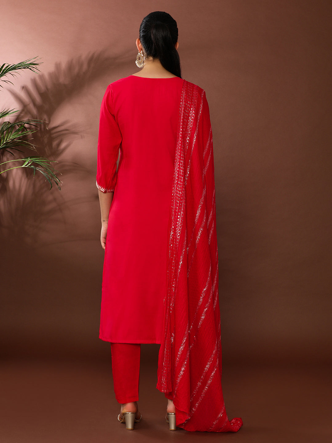 Floral Embroidered Chanderi Cotton Kurta & Trousers Sets