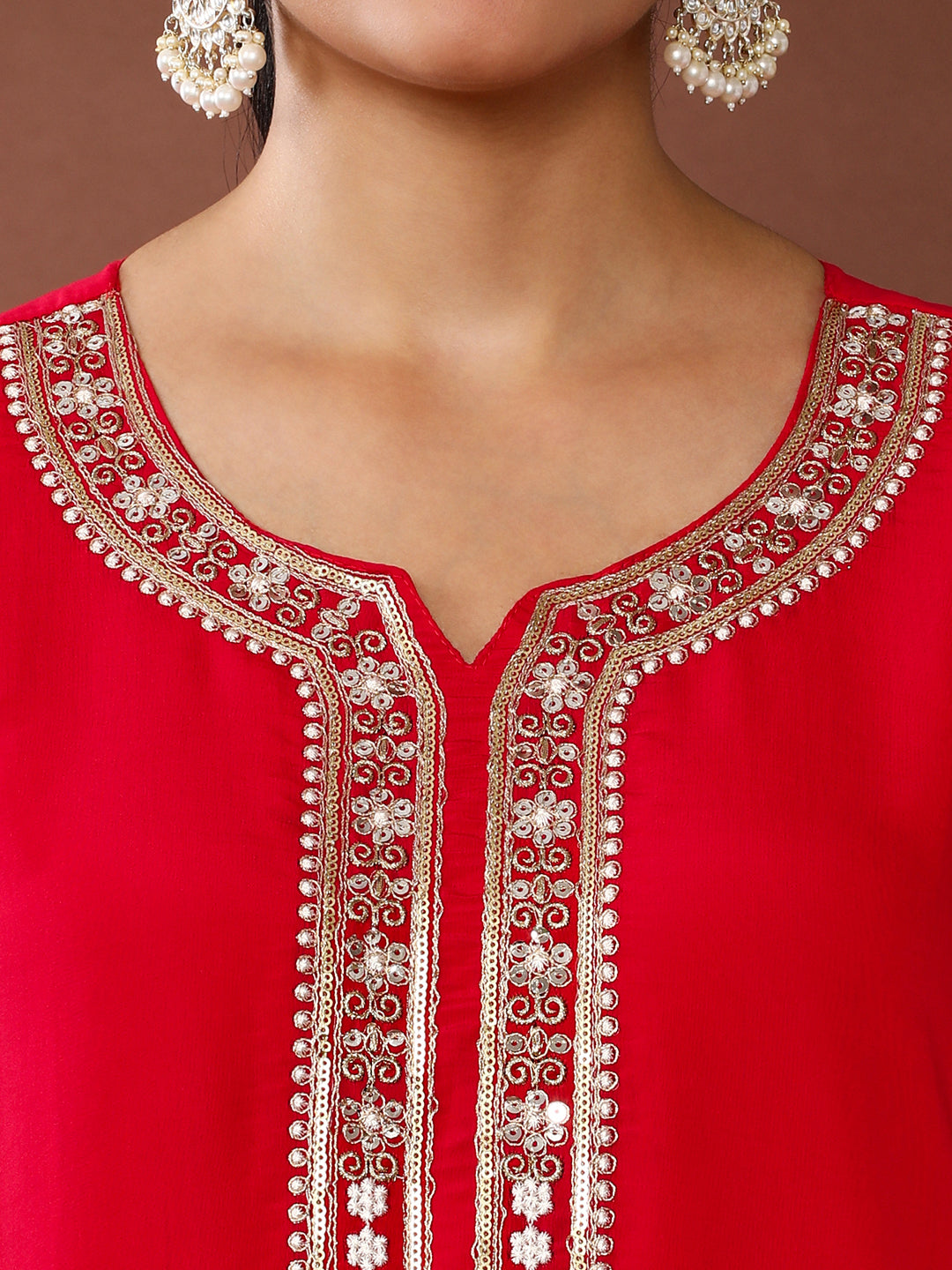 Floral Embroidered Chanderi Cotton Kurta & Trousers Sets