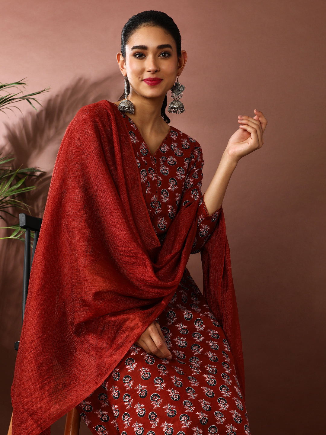 Floral Printed Pure Cotton Kurta & Trousers Sets