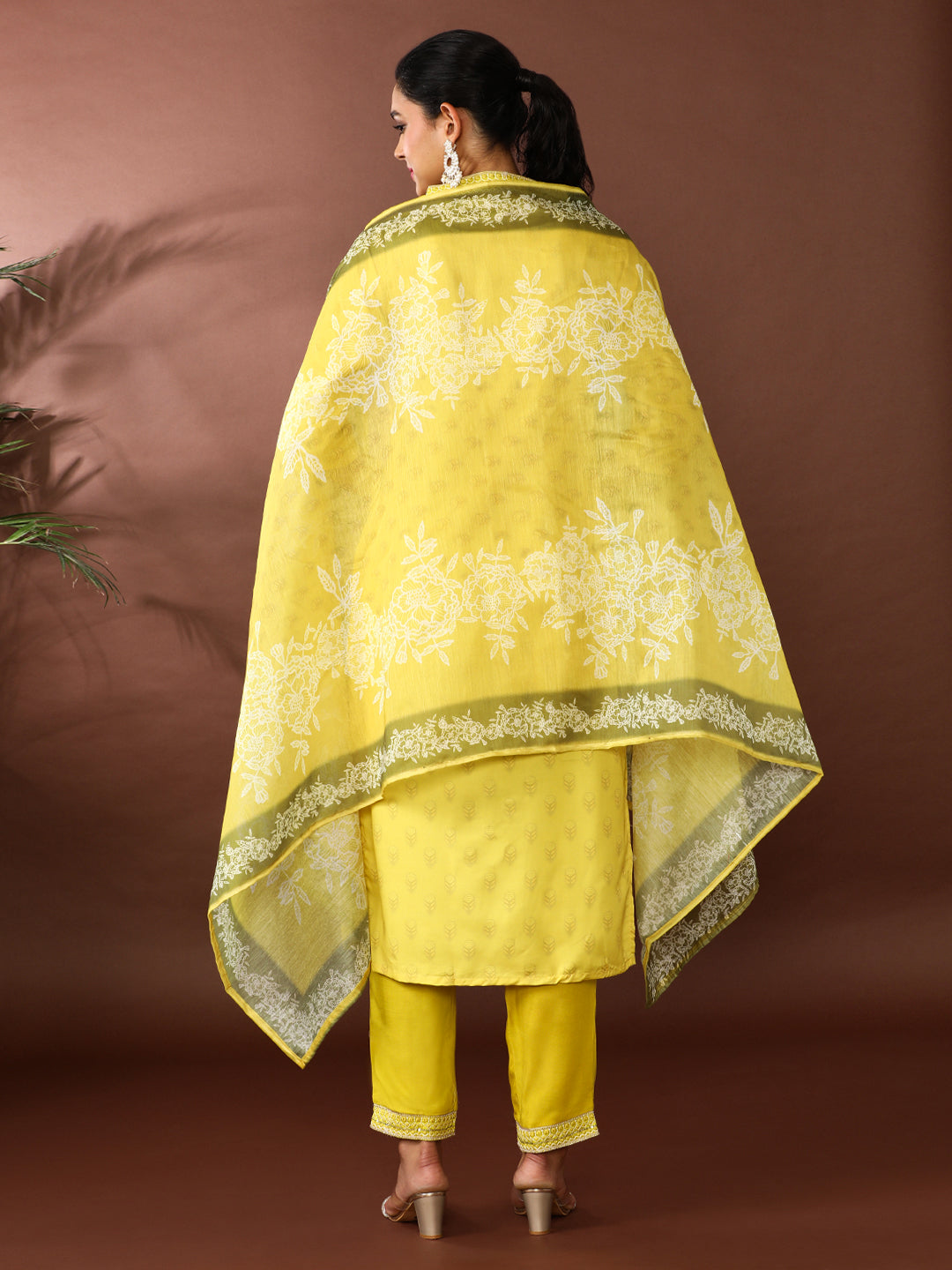 Floral Embroidered Cotton Blend Kurta & Trousers Sets