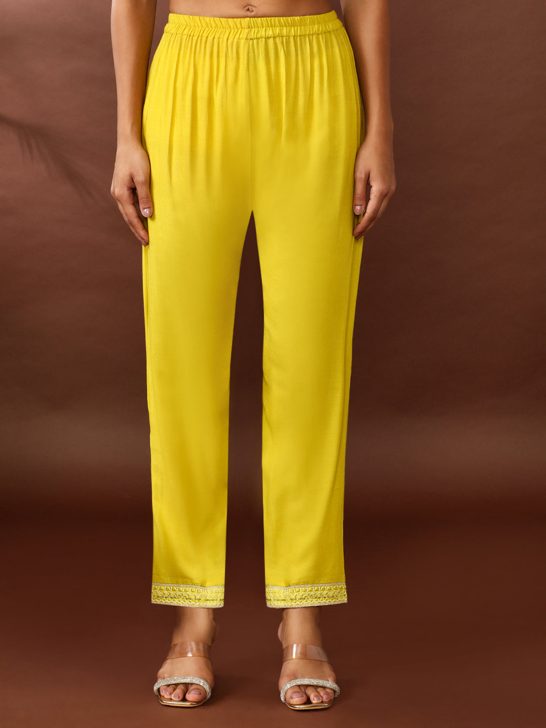 Floral Embroidered Cotton Blend Kurta & Trousers Sets