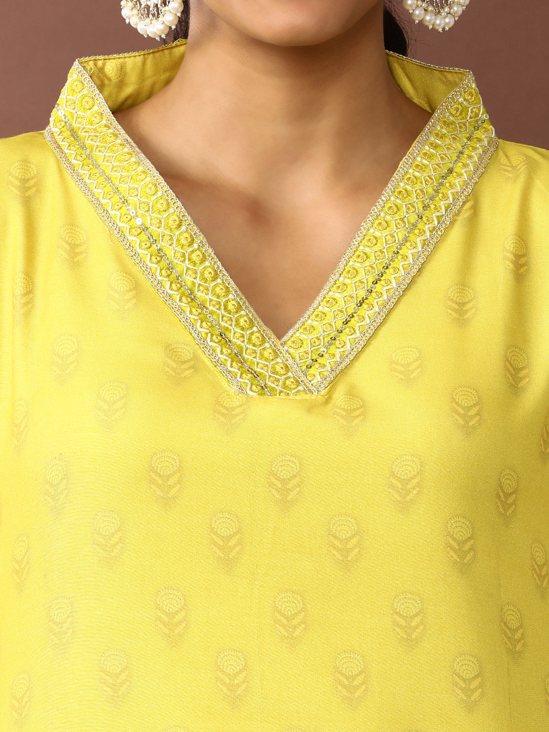 Floral Embroidered Cotton Blend Kurta & Trousers Sets