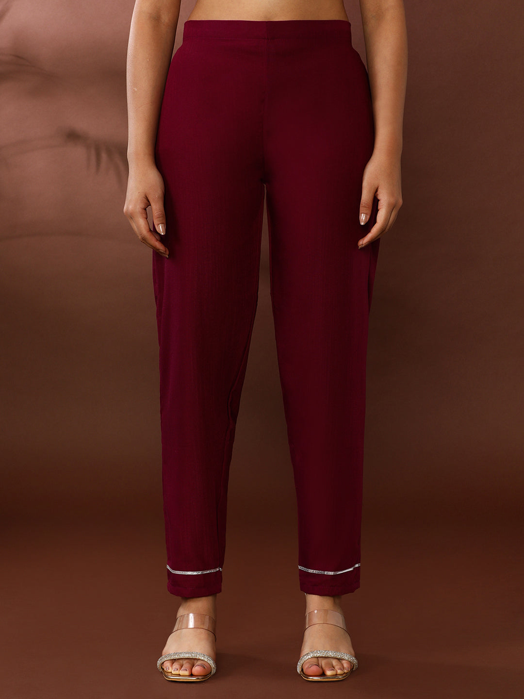 Solid Embroidered Kurta & Trousers Sets