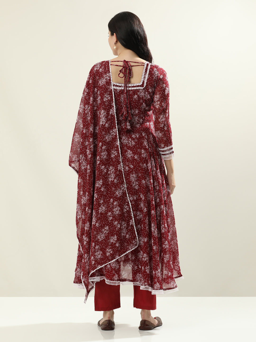 Floral Printed Anarkali Georgette Flared Kurta & Trousers Sets