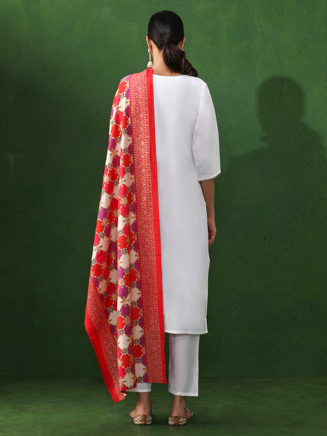 Floral Embroidered Straight Chanderi Silk Kurta & Trousers Sets