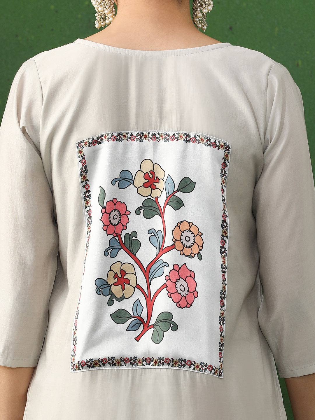 Floral Embroidered A-Line Chanderi Silk Kurta & Trousers Sets