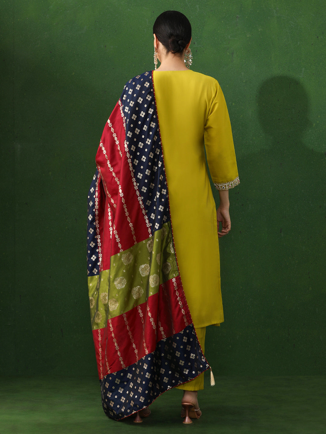 Floral Embroidered Straight Chanderi Silk Kurta & Trousers Sets