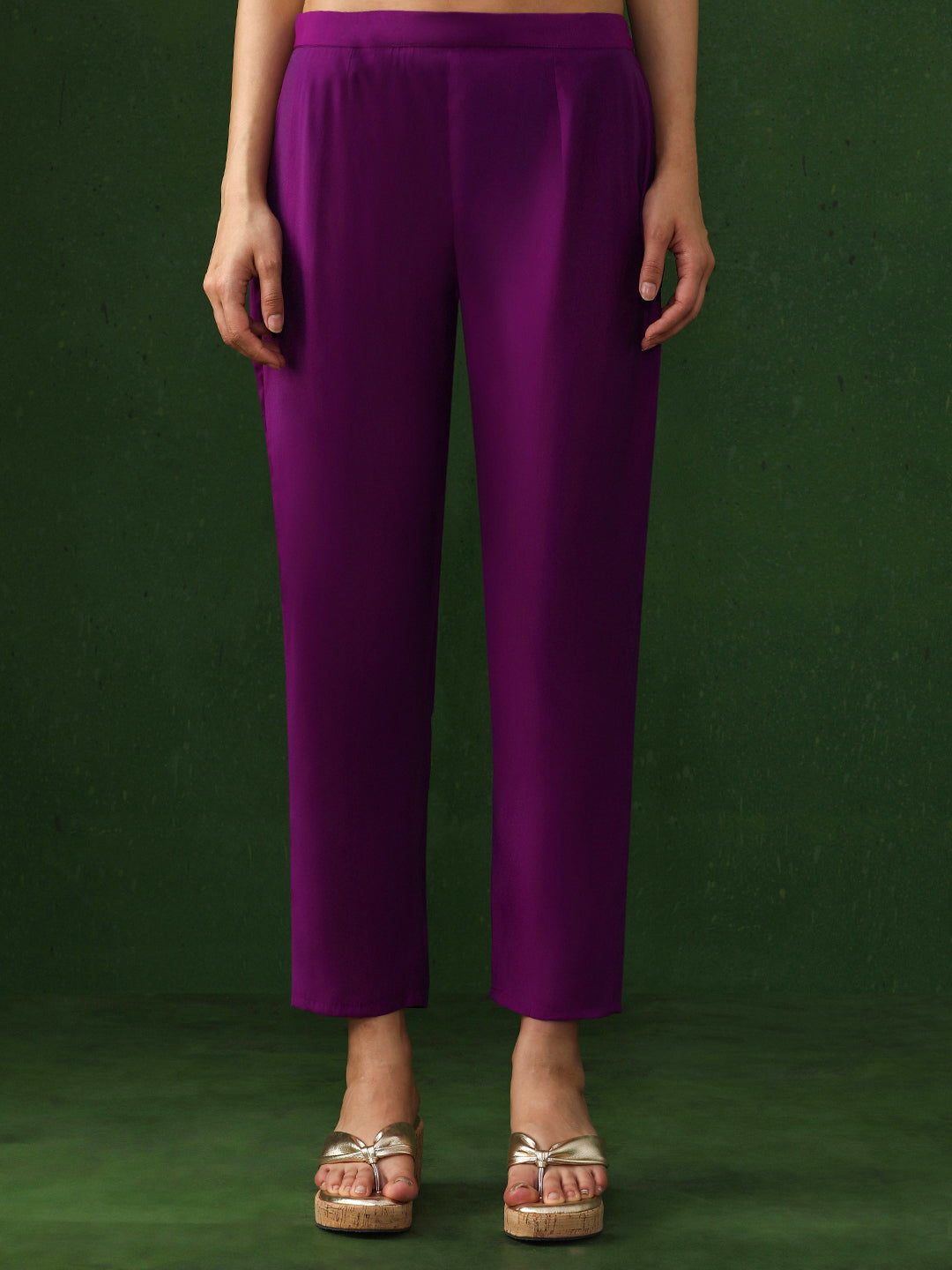 Floral Embroidered A-Line Chanderi Silk Kurta & Trousers Sets