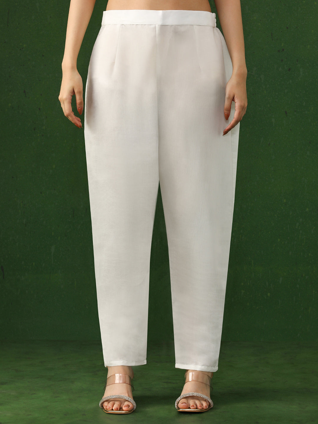 Floral Embroidered A-Line Chanderi Silk Kurta & Trousers Sets