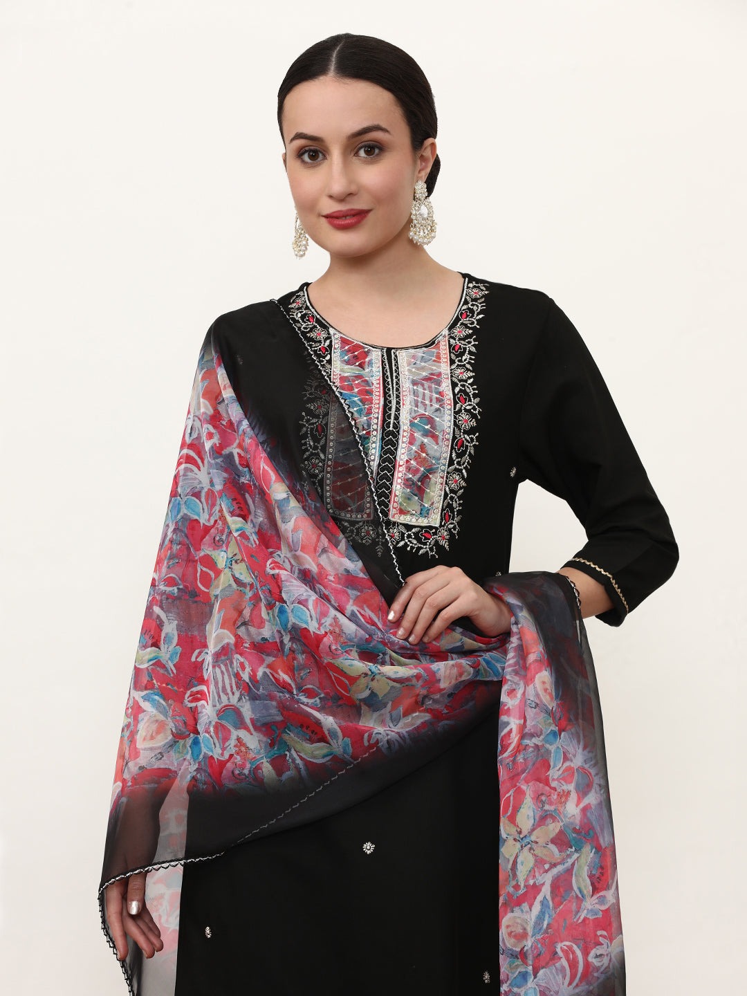 Embroidered Floral Kurta Sets With Dupatta