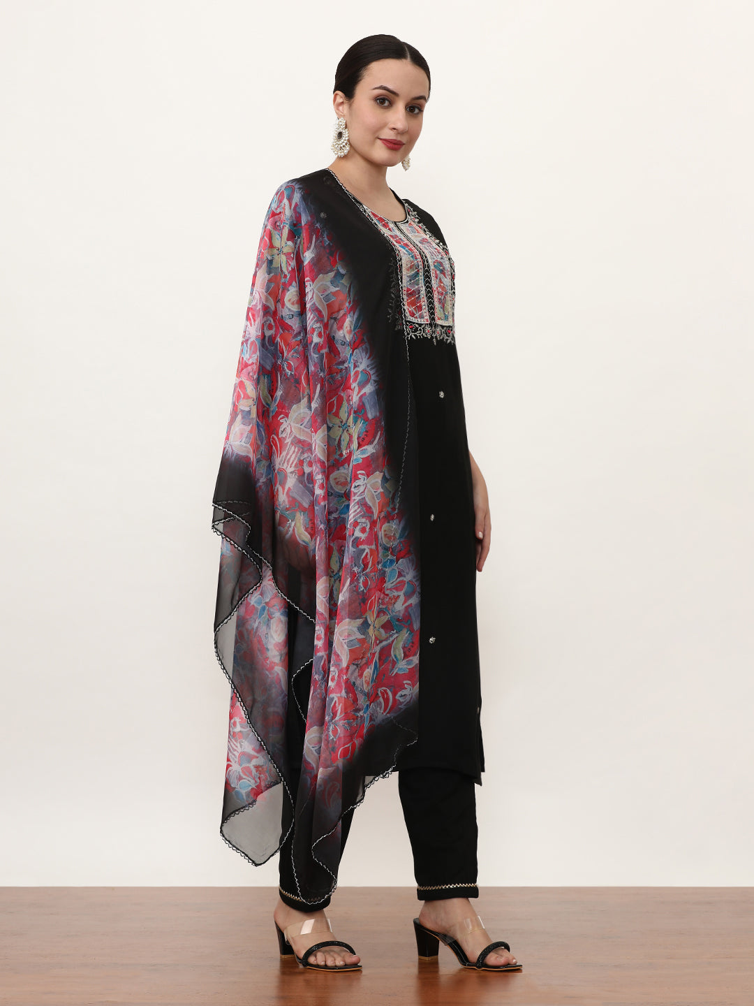 Embroidered Floral Kurta Sets With Dupatta