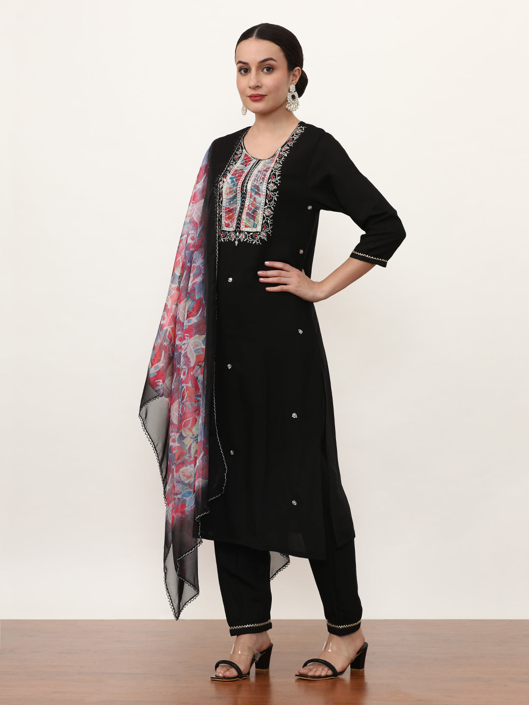 Embroidered Floral Kurta Sets With Dupatta