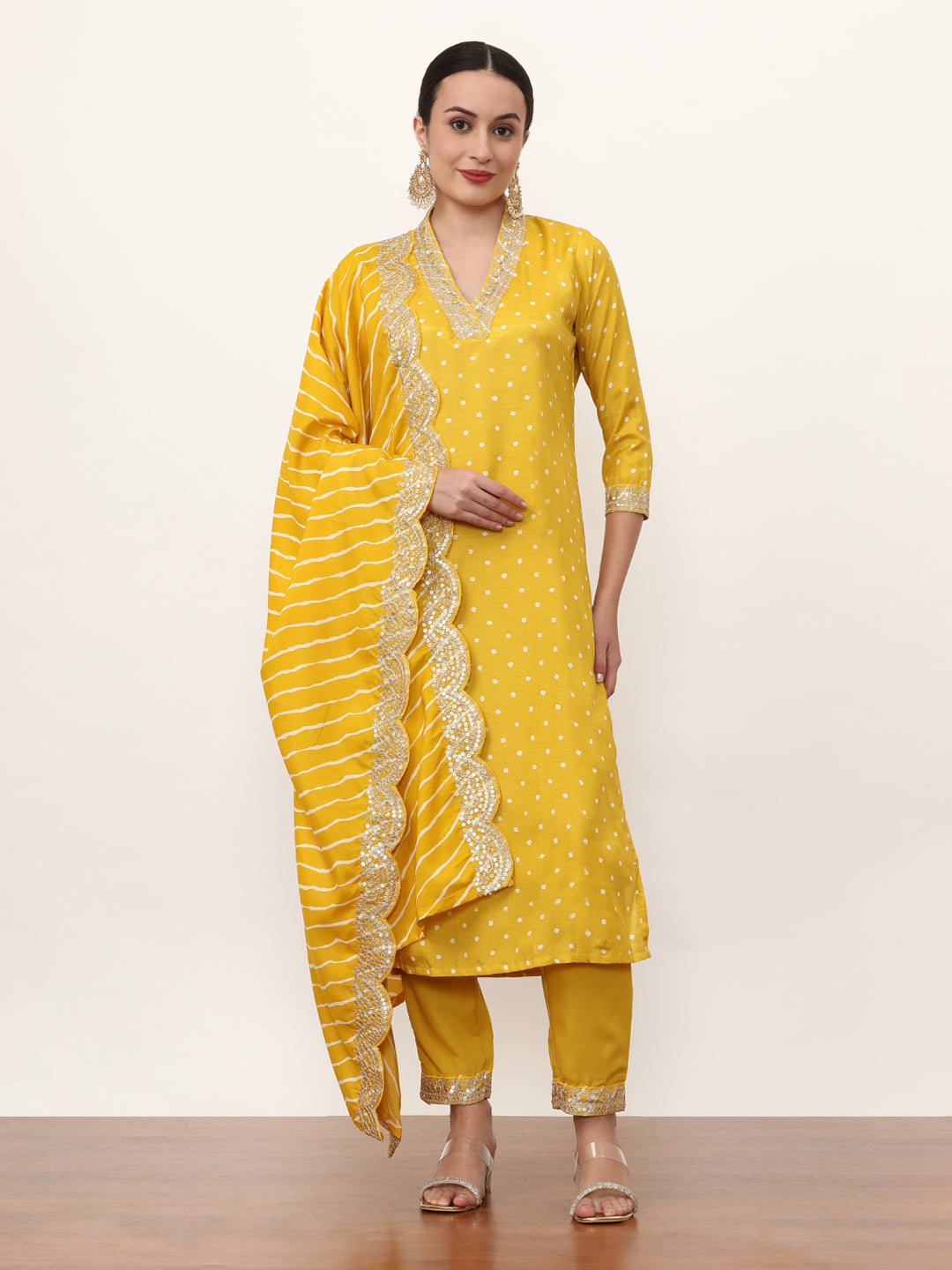 Embroidered Art Silk Ethnic Motifs Kurta Sets With Dupatta