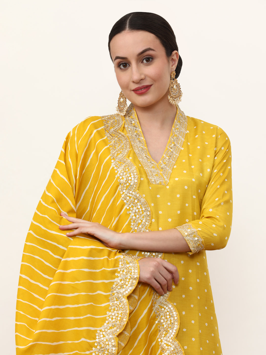 Embroidered Art Silk Ethnic Motifs Kurta Sets With Dupatta