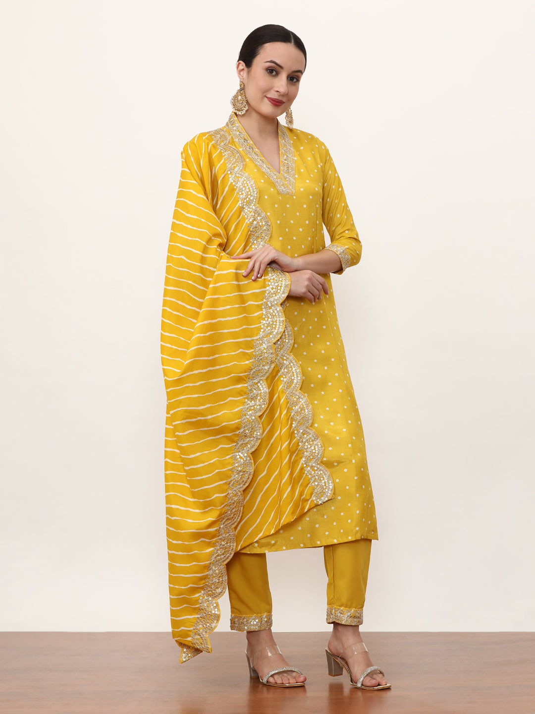 Embroidered Art Silk Ethnic Motifs Kurta Sets With Dupatta