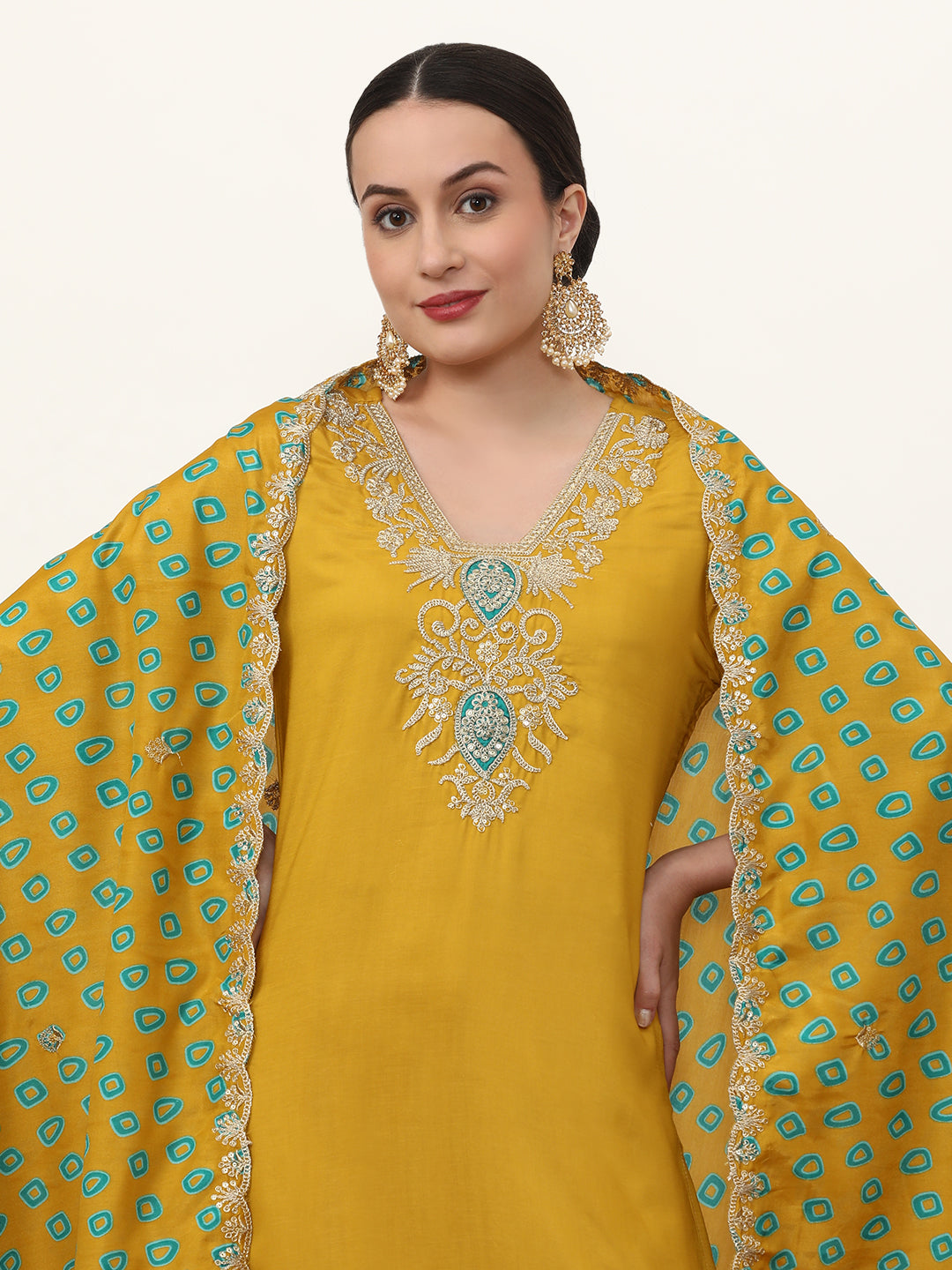 Embroidered Silk Blend Ethnic Motifs Kurta Sets With Dupatta