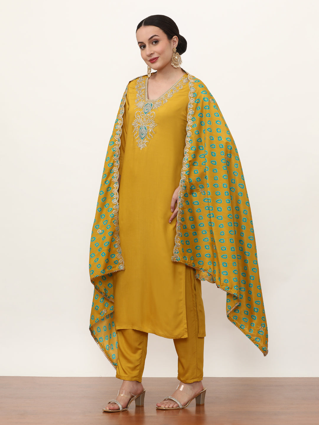 Embroidered Silk Blend Ethnic Motifs Kurta Sets With Dupatta
