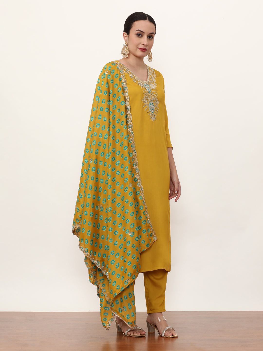 Embroidered Silk Blend Ethnic Motifs Kurta Sets With Dupatta
