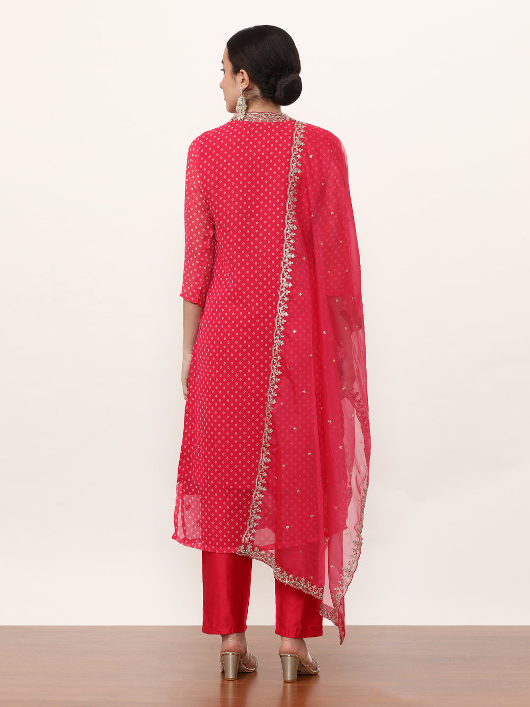 Embroidered Art Silk Ethnic Motifs Kurta Sets With Dupatta