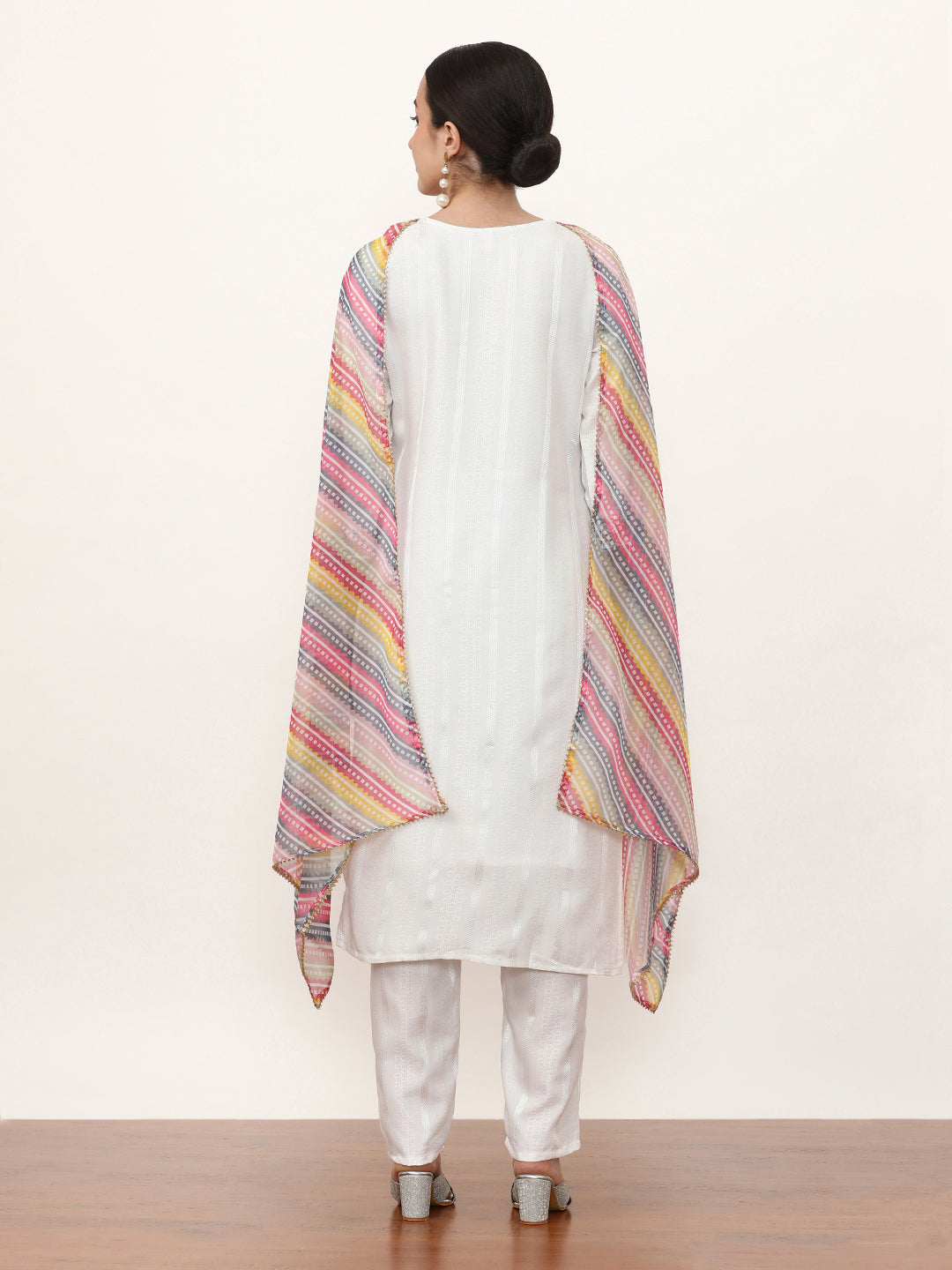 Embroidered Chanderi Silk Ethnic Motifs Kurta Sets With Dupatta