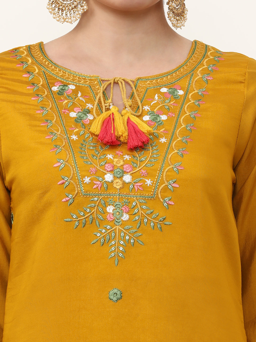Embroidered Ethnic Motifs Kurta Sets With Dupatta