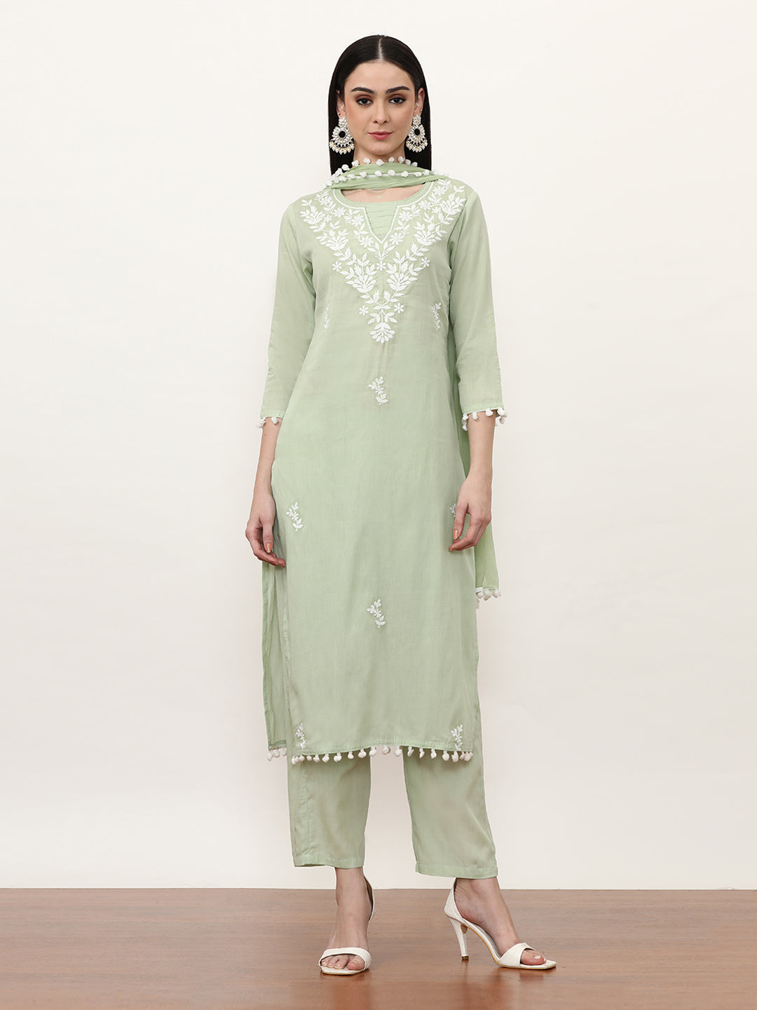 Embroidered Ethnic Motifs Kurta Sets With Dupatta