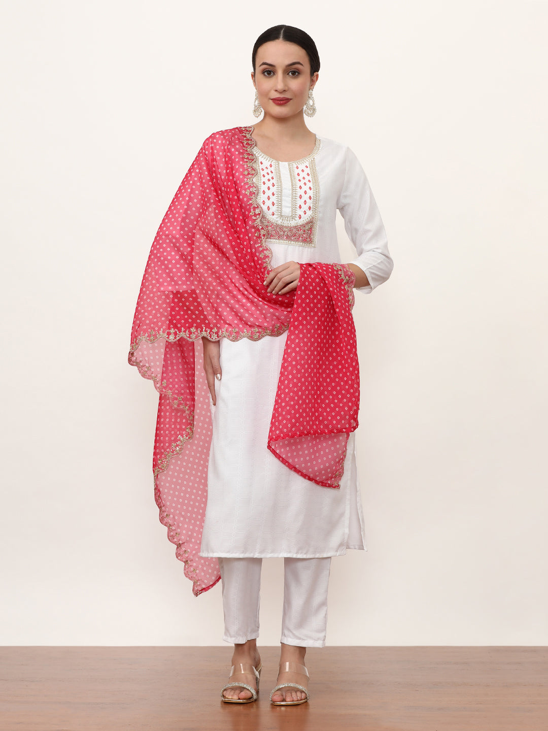 Embroidered Ethnic Motifs Kurta Sets With Dupatta