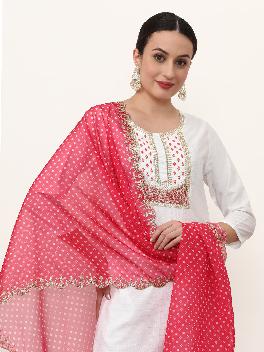 Embroidered Ethnic Motifs Kurta Sets With Dupatta