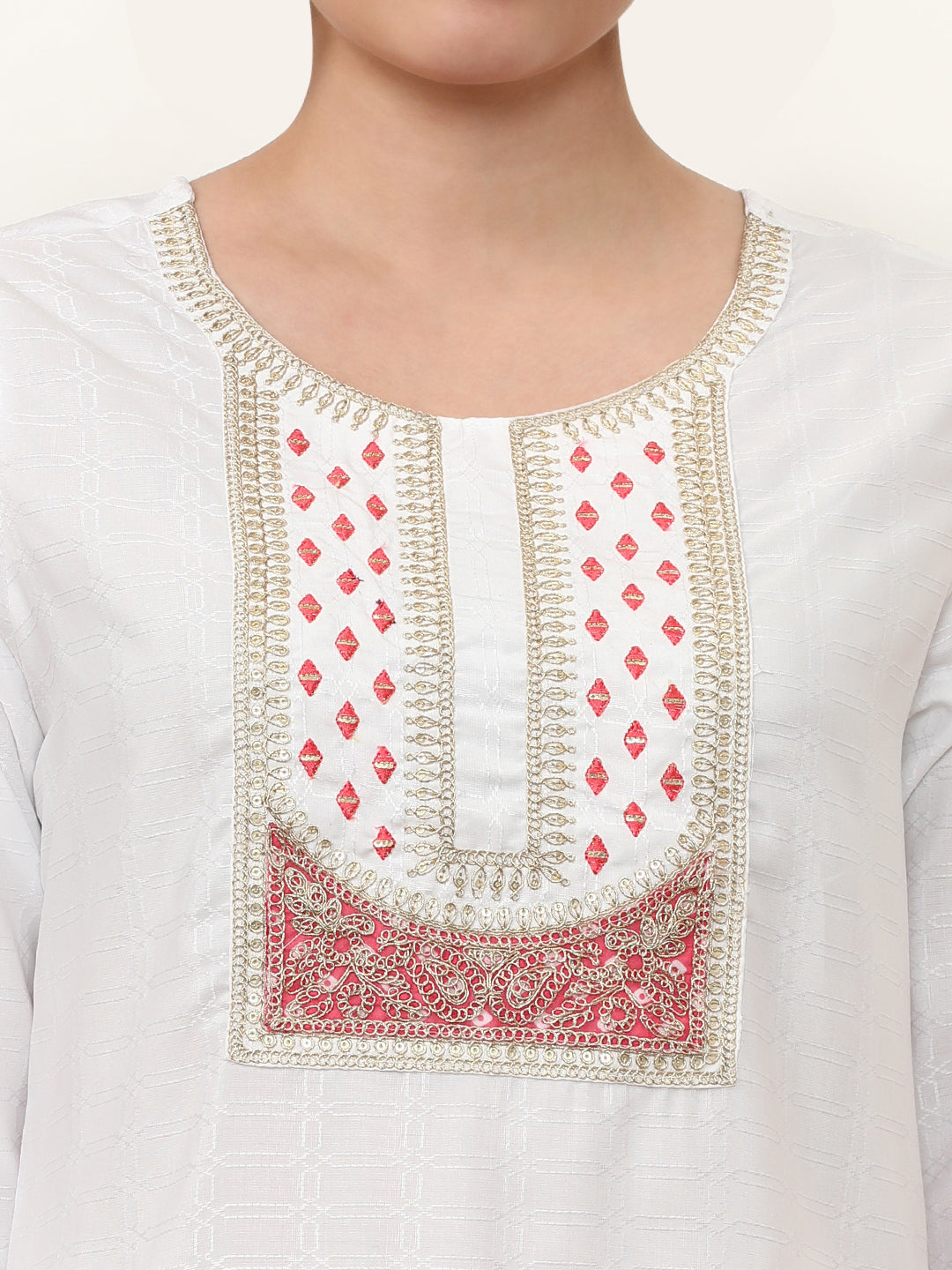 Embroidered Ethnic Motifs Kurta Sets With Dupatta
