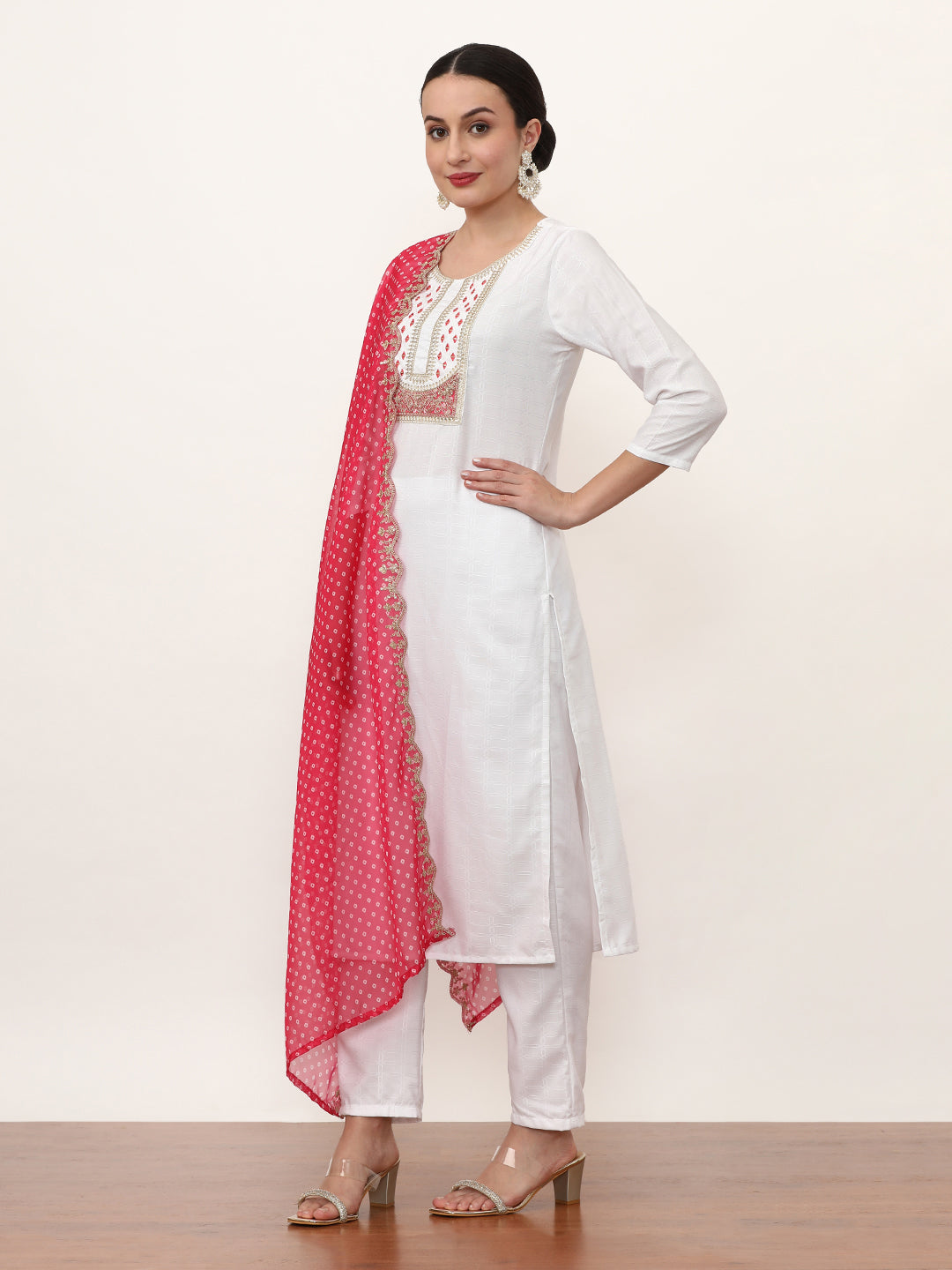 Embroidered Ethnic Motifs Kurta Sets With Dupatta