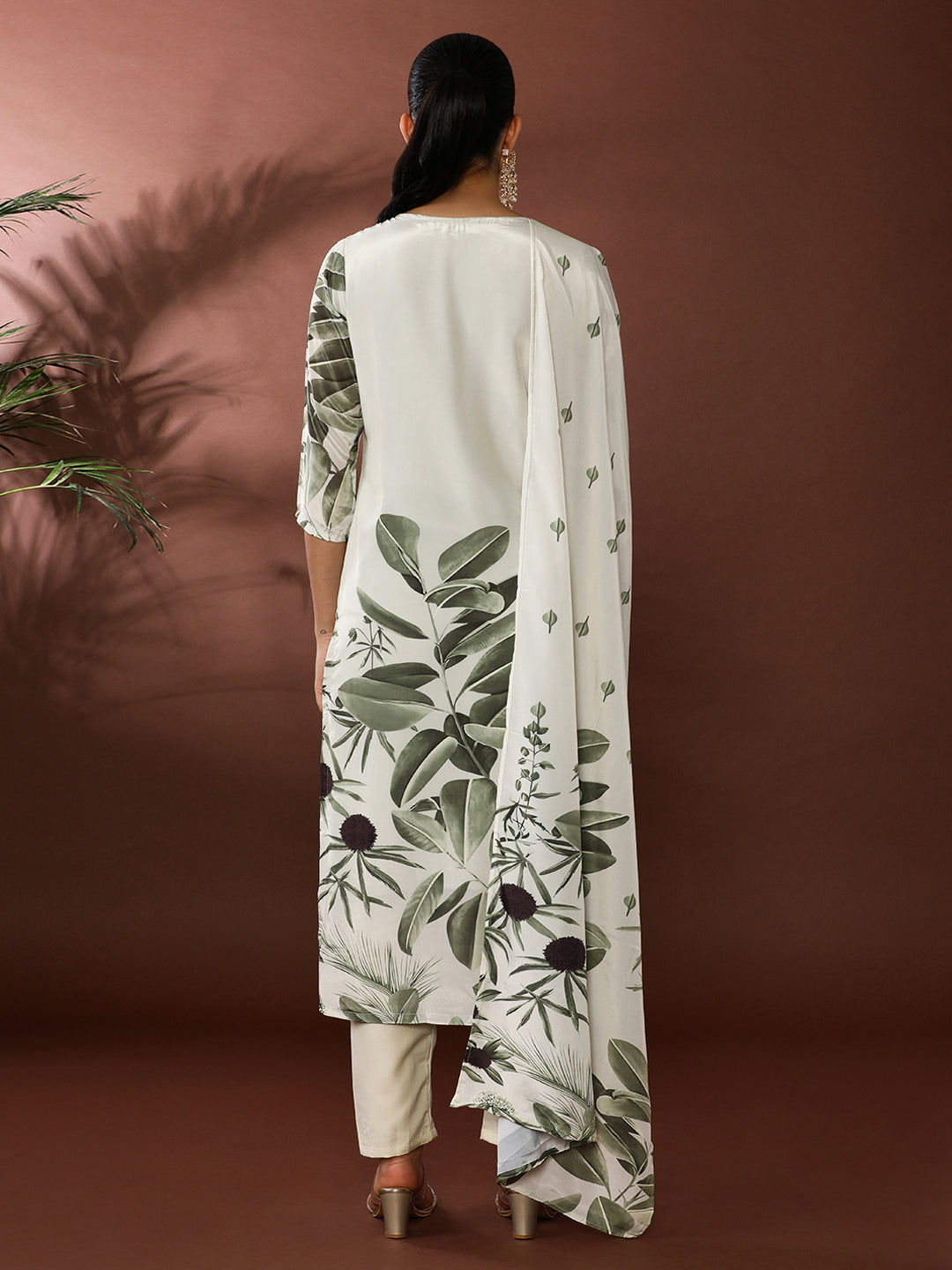 Floral Embroidered Poly Crepe Kurta & Trousers Sets