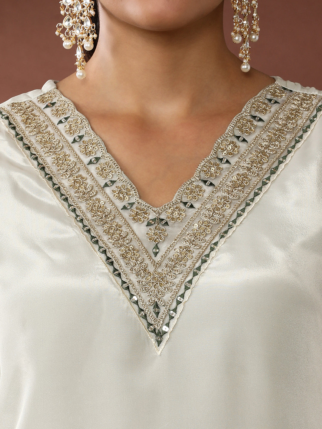 Floral Embroidered Poly Crepe Kurta & Trousers Sets