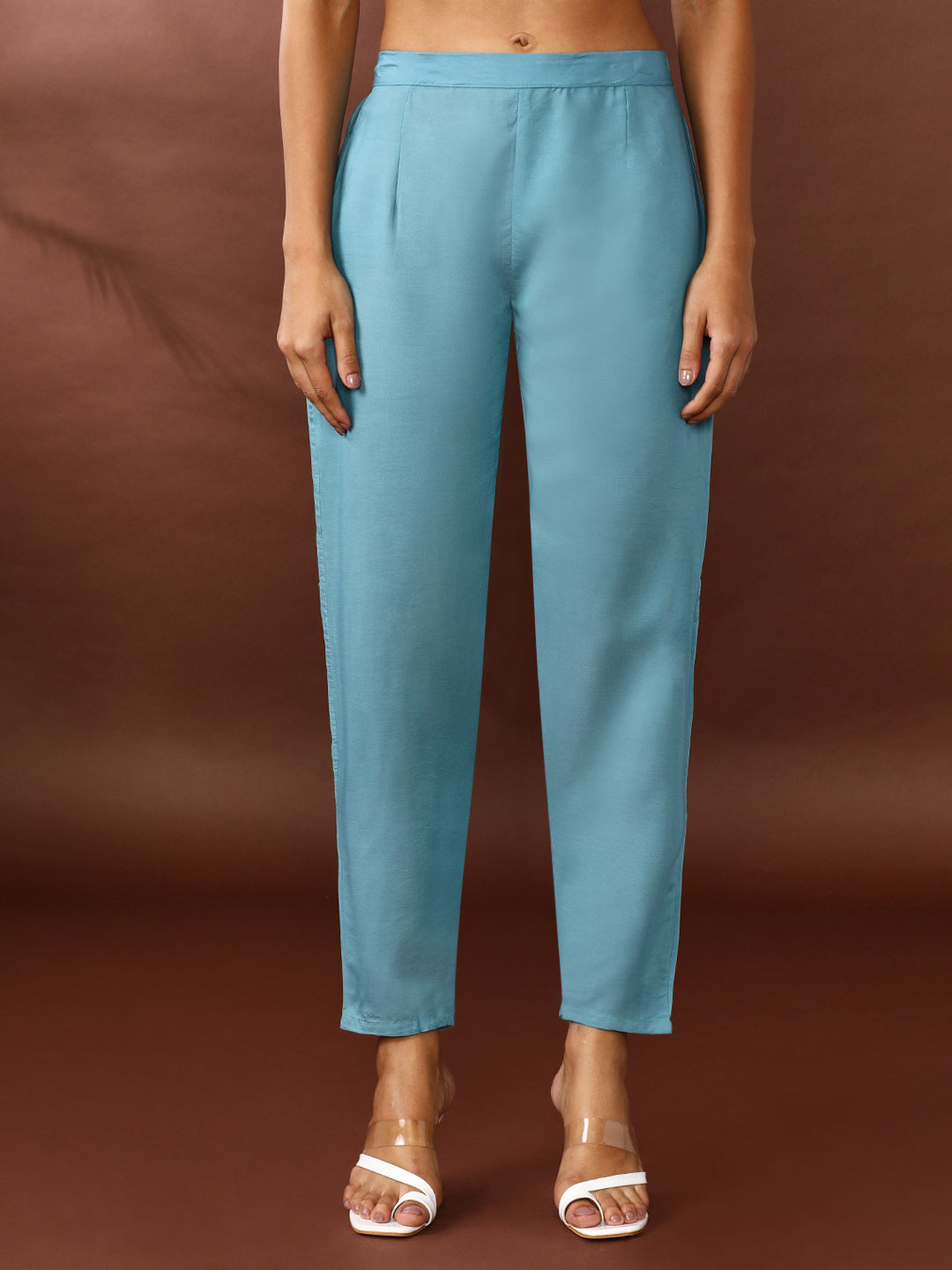 Solid Embroidered Kurta & Trousers Sets