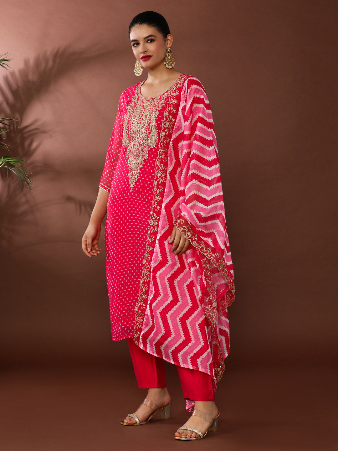 Bandhani Embroidered Silk Blend Kurta & Trousers Sets