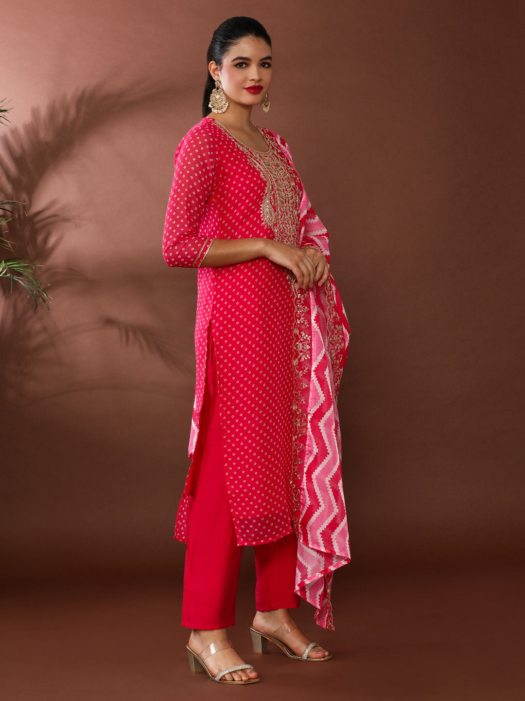 Bandhani Embroidered Silk Blend Kurta & Trousers Sets