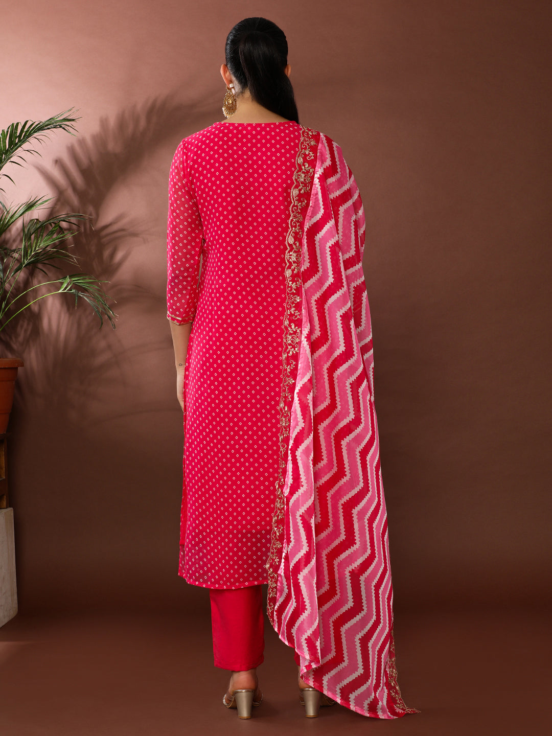 Bandhani Embroidered Silk Blend Kurta & Trousers Sets