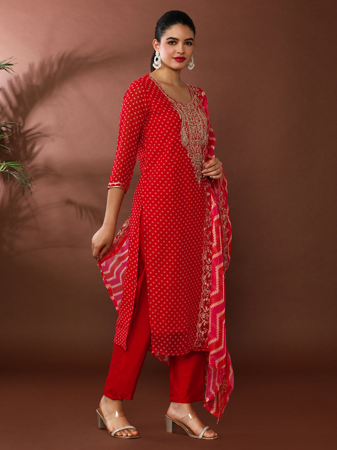 Bandhani Embroidered Silk Blend Kurta & Trousers Sets
