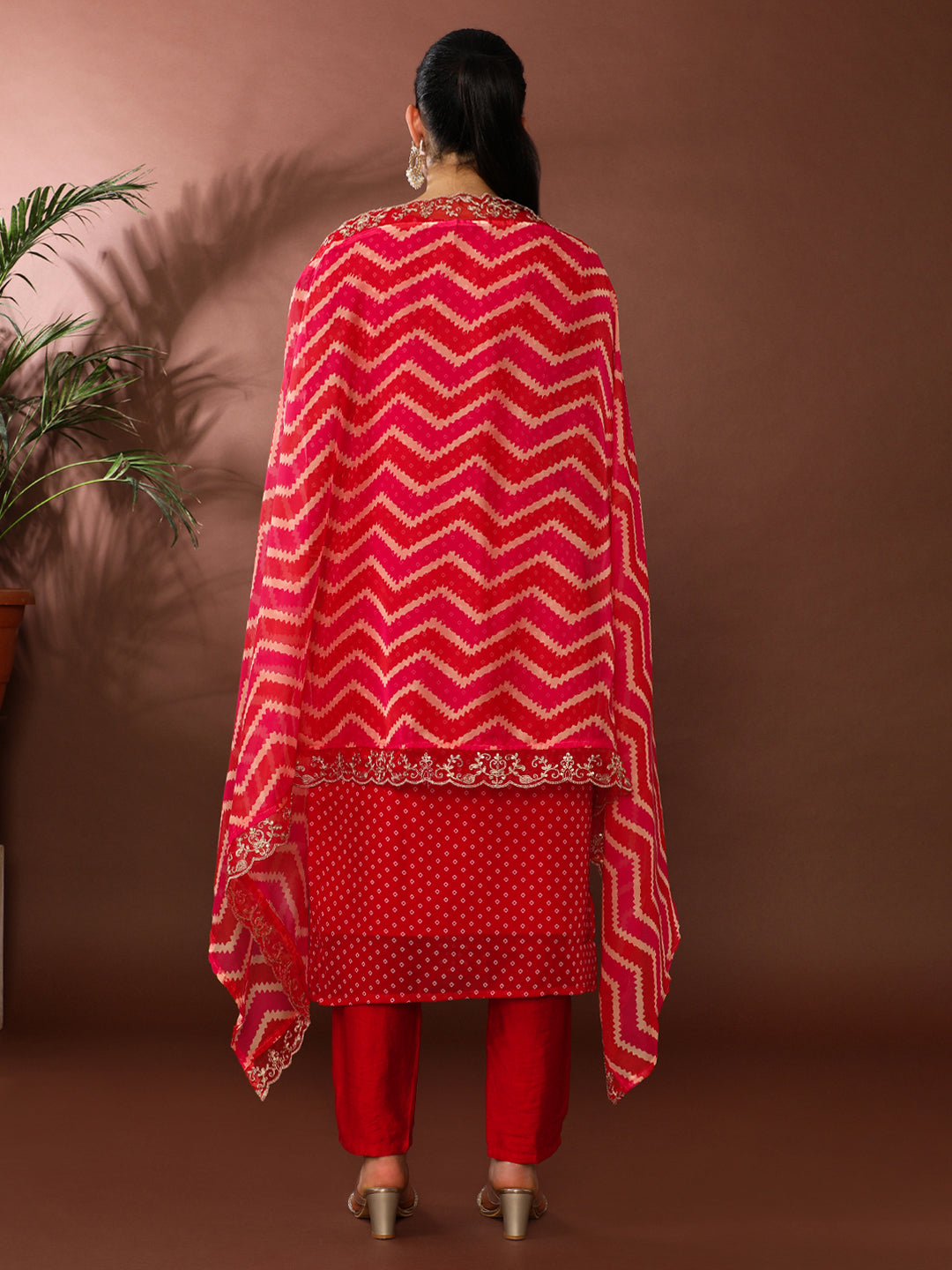 Bandhani Embroidered Silk Blend Kurta & Trousers Sets