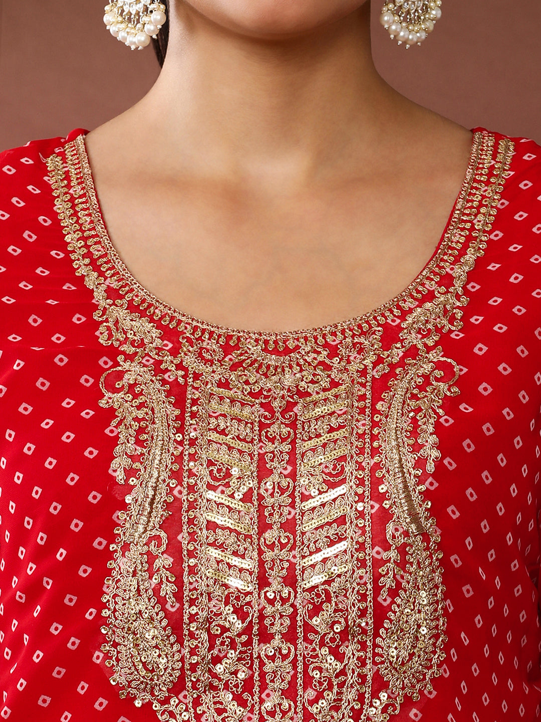 Bandhani Embroidered Silk Blend Kurta & Trousers Sets