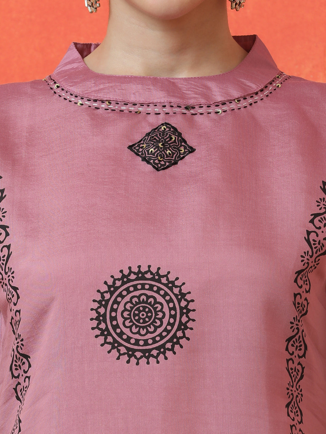 Floral Embroidered A-Line Silk Blend Kurta & Palazzos Sets