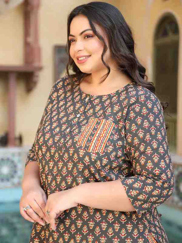 Cotton Print Olive Night Suit