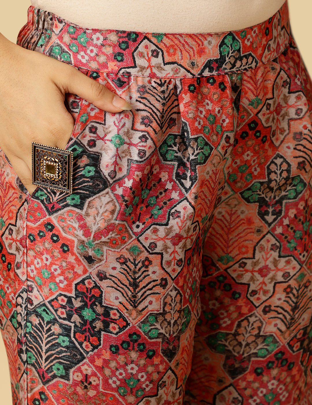 Rust Aari Embrodiered Modernize Digital Print Co-ord Set