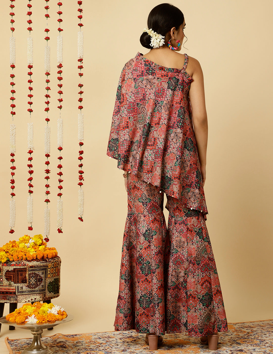 Rust Aari Embrodiered Modernize Digital Print Co-ord Set