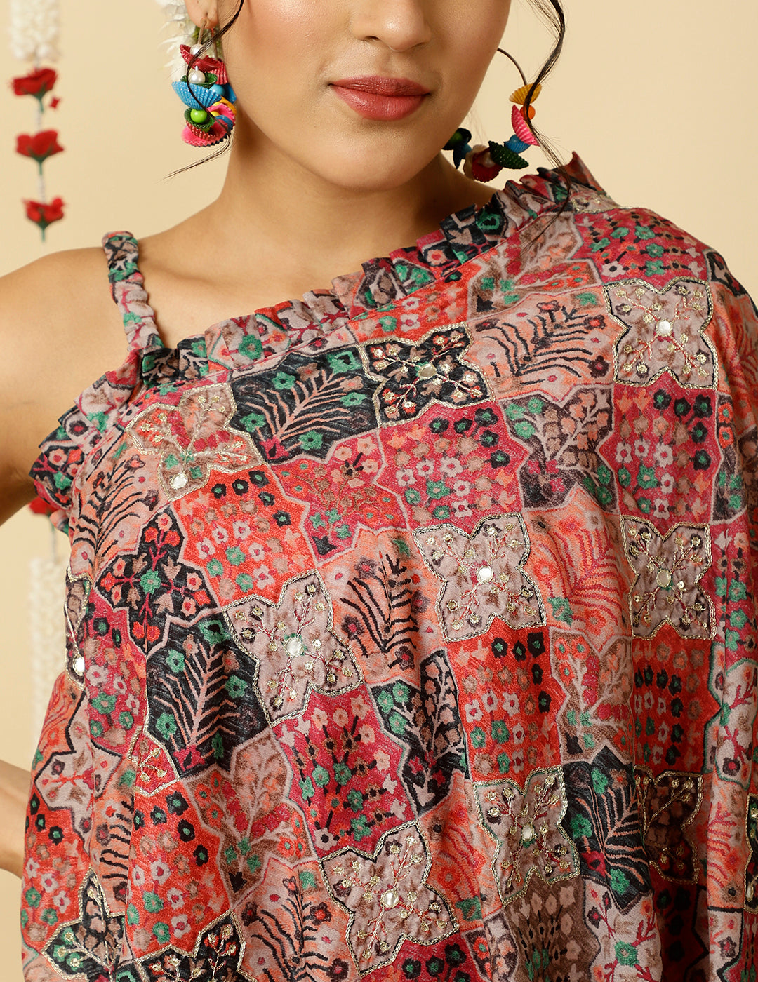 Rust Aari Embrodiered Modernize Digital Print Co-ord Set